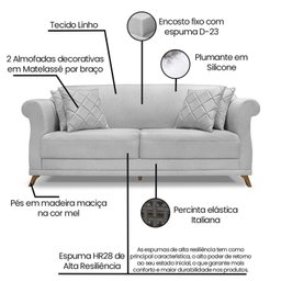 Sofá 2 Lugares 180cm Linho Arras - 4