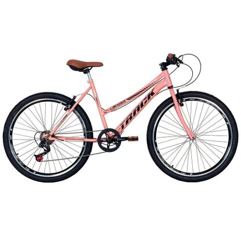 Bicicleta Serena Urbana Aro 26 Quadro Aço Carbono 7 Marchas Track Bikes Rosa