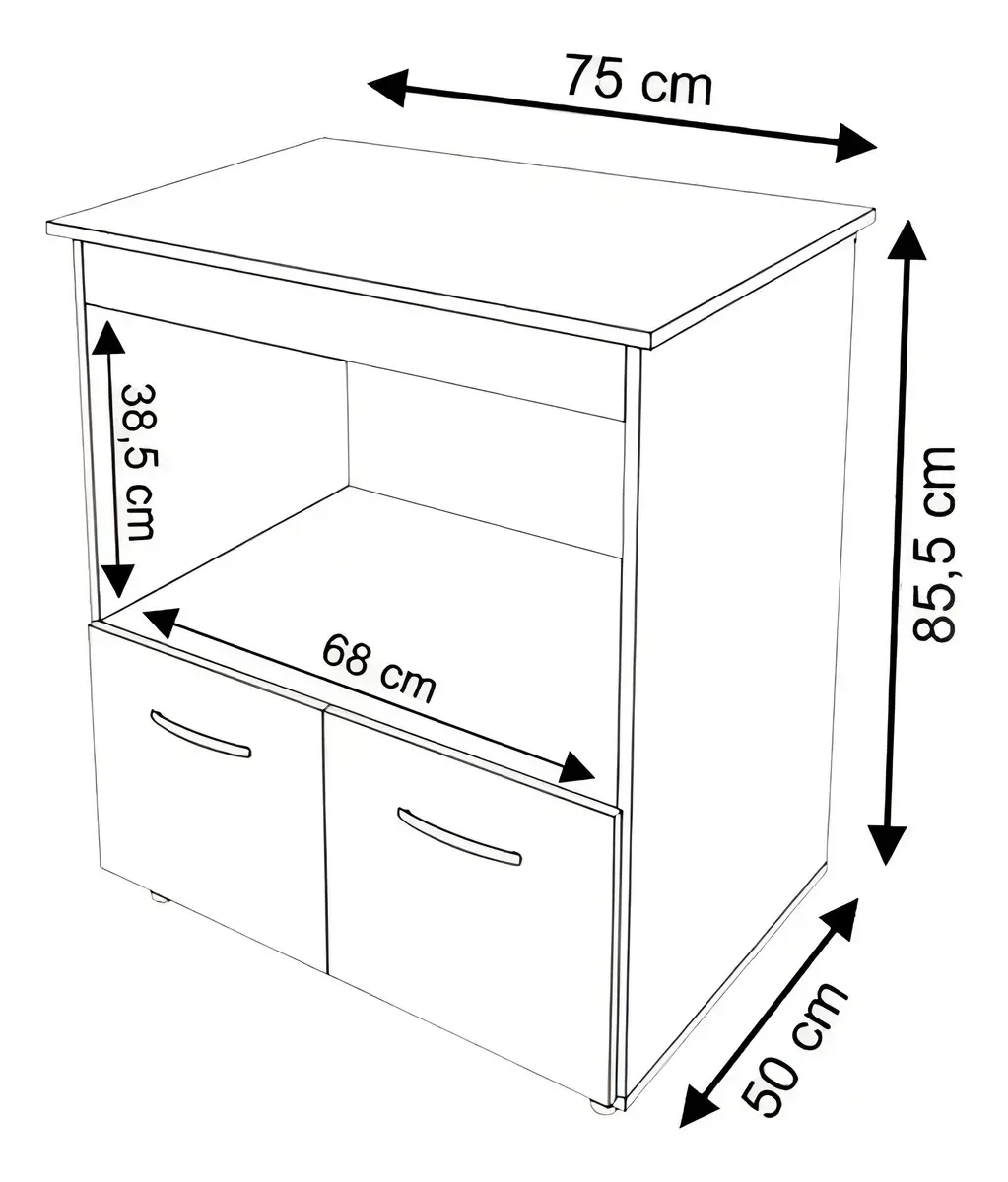 Balcão Angela Multiuso P/ Forno e Microondas Compacto Branco - 3