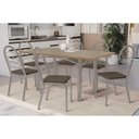 Ver imagem 1 de Conjunto: Mesa de Cozinha Elba Tampo Madeirado C/ Vidro 160cm e 6 Cadeiras Holanda Niquel/freijo