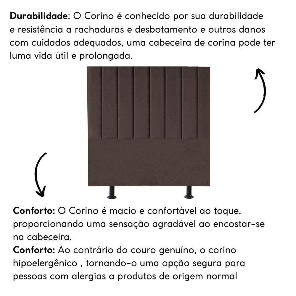 Cabeceira Estofada Cama Solteiro 90cm Lídia Corino e Frame Marrom - 5