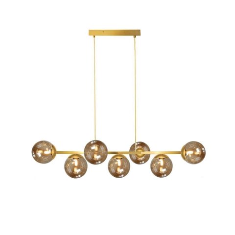Pendente Jabuticaba 1,20m Dourado 7 Globos com Led G9