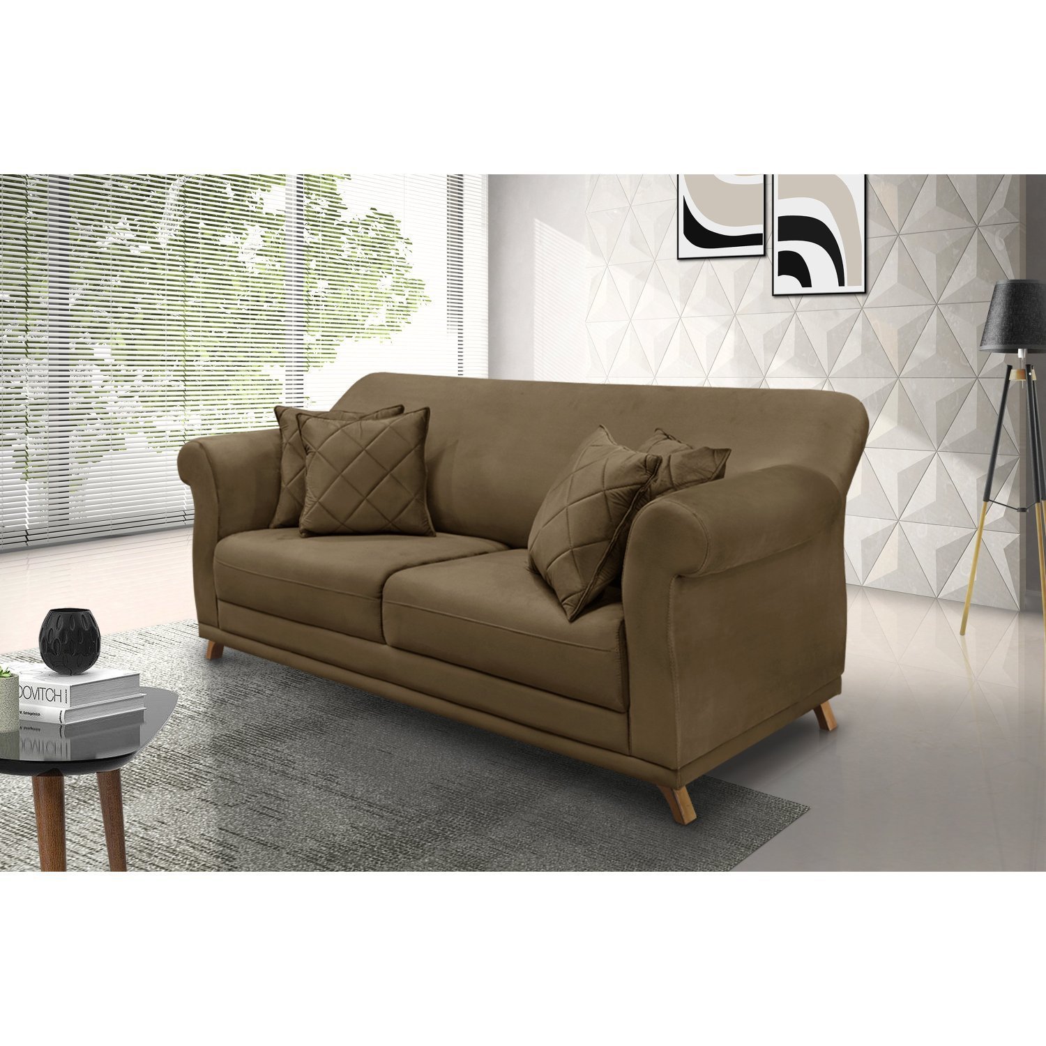 Sofá 2 Lugares 160cm Suede Arras  - 1