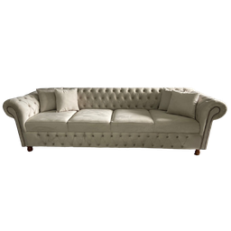 Sofá Chesterfield Victório Veludo Nude 2,60cm - 2