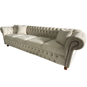 Sofá Chesterfield Victório Veludo Nude 2,60cm