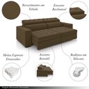 Ver imagem 3 de Sofá Decorativo Hugo 4 Lugares 300cm Reclinável e Retrátil Veludo Marrom G45 - Gran Belo