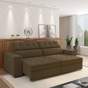 Ver imagem 2 de Sofá Decorativo Hugo 4 Lugares 300cm Reclinável e Retrátil Veludo Marrom G45 - Gran Belo