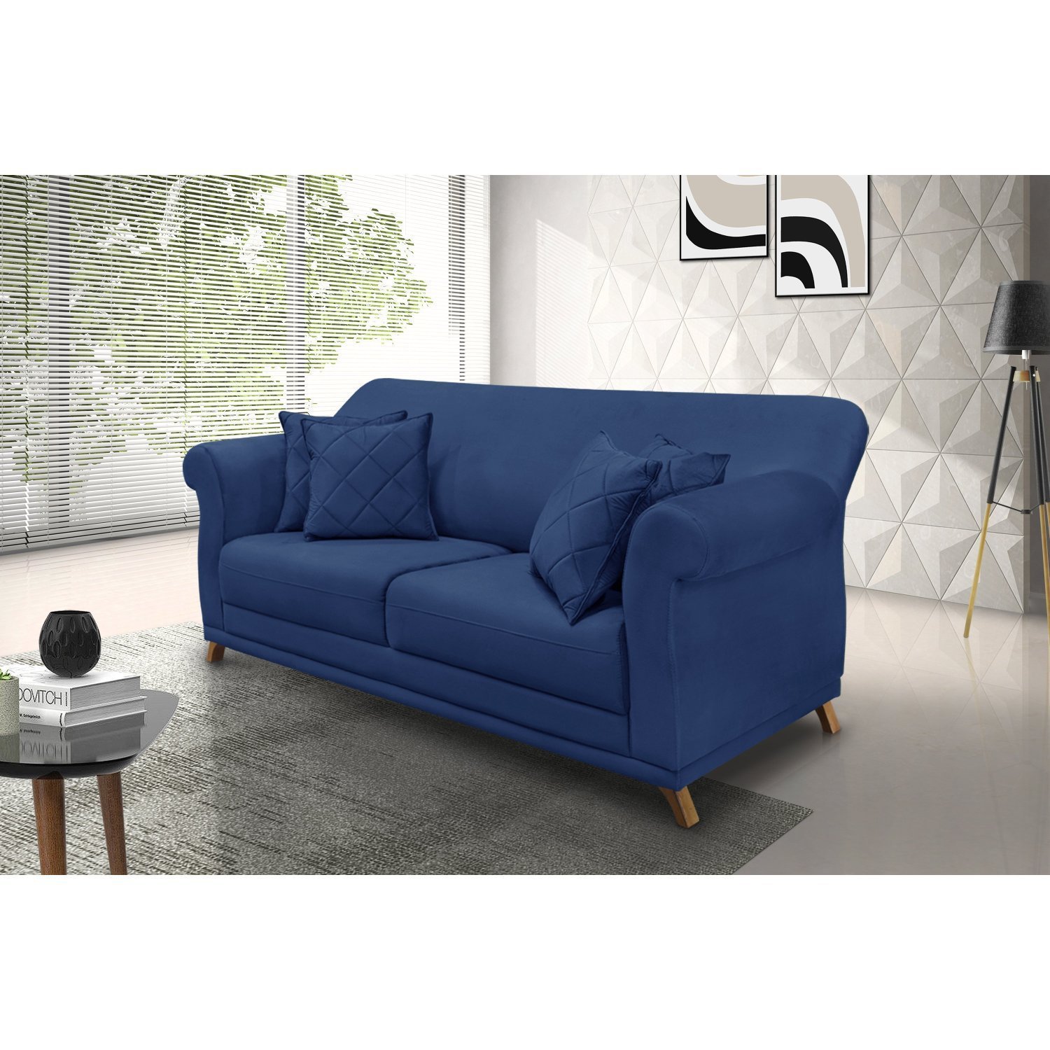 Sofá 3 Lugares 200cm Suede Arras  - 1