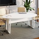 Ver imagem 1 de Mesa de Reunião para Escritório 1,80MX1,10m Orgânica com Pés em Metal Corporate F5 Branco