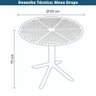 Mesa de Jantar Redonda Área Externa Drops Rivatti 60 Cm (largura) Polipropileno Preto 75 Cm (altura - 2