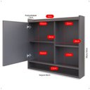 Ver imagem 2 de Espelheira Armário de Banheiro Suspenso com Porta e Nichos Espelho Organizadora Aqua - Cinza