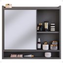 Ver imagem 4 de Espelheira Armário de Banheiro Suspenso com Porta e Nichos Espelho Organizadora Aqua - Cinza