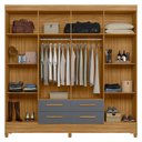 Ver imagem 3 de Guarda Roupa Casal Flórida 8 Portas e 4 Gavetas Freijó Cinza com Espelho - Moval Freijó Cinza