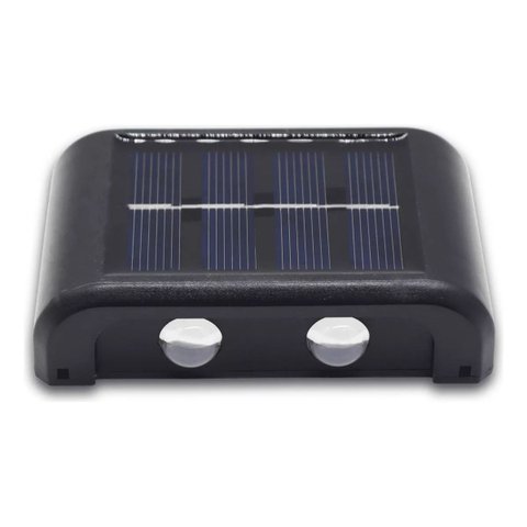 Arandela Solar Led 4 Fachos 3000k Preto Ip65 Resistente À Chuva para Iluminação Externa Moderna