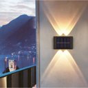 Ver imagem 2 de Arandela Solar Led 4 Fachos 3000k Preto Ip65 Resistente À Chuva para Iluminação Externa Moderna