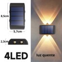 Ver imagem 6 de Arandela Solar Led 4 Fachos 3000k Preto Ip65 Resistente À Chuva para Iluminação Externa Moderna