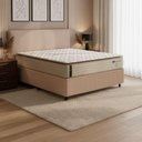 Ver imagem 2 de Cama Box Queen Probel Molas Ensacadas Pillow Top 158x198x68cm Guarda Costas Genova Branco/bege
