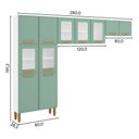 Ver imagem 3 de Cozinha Compacta Bella 11 Portas sem Gavetas Aço 280cm Verde com Vidro Bertolini