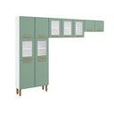 Ver imagem 1 de Cozinha Compacta Bella 11 Portas sem Gavetas Aço 280cm Verde com Vidro Bertolini