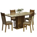 Ver imagem 2 de Conjunto Sala de Jantar Mesa Tampo de Vidro 4 Cadeiras Crema/rustic/bege Greta Madesa