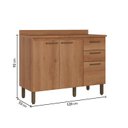 Ver imagem 3 de Balcão de Cozinha com Tampo 100% MDF 2 Portas 3 Gavetas 120cm Princess Marrom Freijó