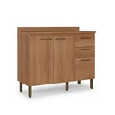 Ver imagem 2 de Balcão de Cozinha com Tampo 100% MDF 2 Portas 3 Gavetas 120cm Princess Marrom Freijó