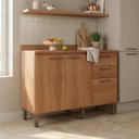 Ver imagem 1 de Balcão de Cozinha com Tampo 100% MDF 2 Portas 3 Gavetas 120cm Princess Marrom Freijó