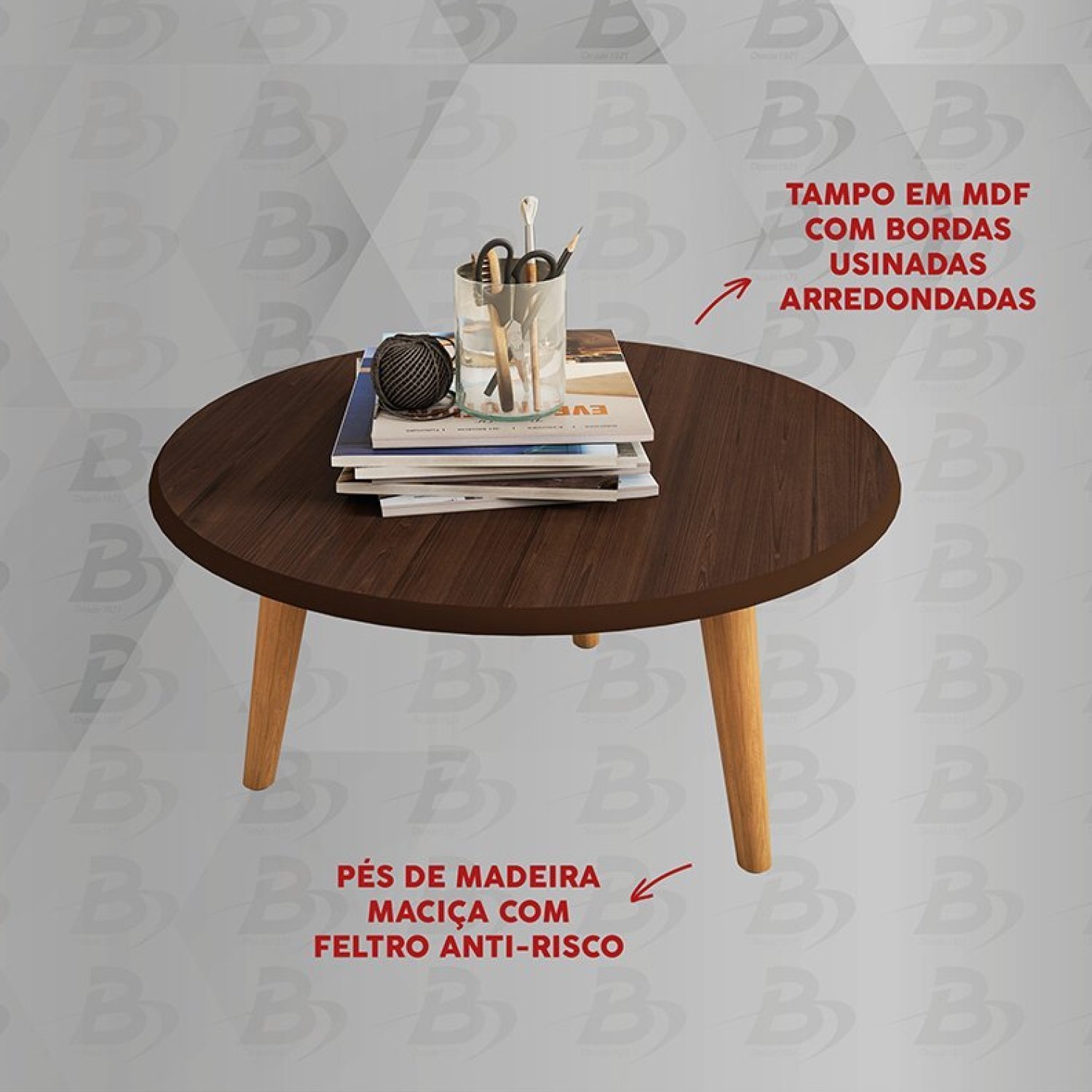 Mesa de Centro Redonda Retrô Decor Móveis Bechara - 5