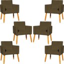 Ver imagem 1 de Kit 6 Poltronas Decorativas para Sala para Recepção Consultório Nina Suede Cores Pé Palito 30cm Cast