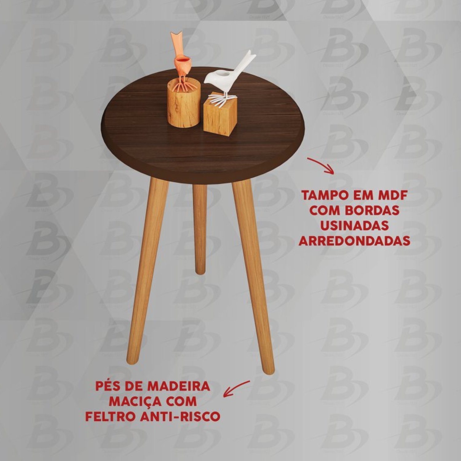 Mesa Lateral Retrô 48cm Decor Móveis Bechara - 5