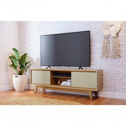 Rack Atlas para TV até 70" 164cm MDP com Portas Deslizantes Branco Madetec Móveis