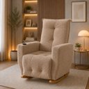 Ver imagem 2 de Poltrona de Amamentação Luna  com Puff e Balanço Suave em Boucle – Conforto, Elegância e Qualidade