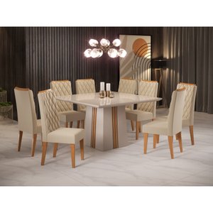 Conjunto Sala de Jantar Mesa Bela com 8 Cadeiras Iza 
