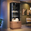 Ver imagem 1 de Cristaleira Aura Hb Móveis 2 Portas de Vidro 1 Gaveta Nature e Preto