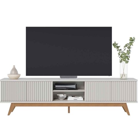 Rack Bancada para TV até 75" 4 Portas Bastião Off White Matte