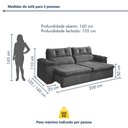 Ver imagem 4 de Sofa Retratil e Reclinavel Toronto 230cm 3 Lugar Kc Rei de Casa Veludo Cinza