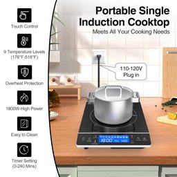 Vbgk Cooktop de Indução 1800w Portátil com Tela Touch e 9 Níveis (preto) - 2