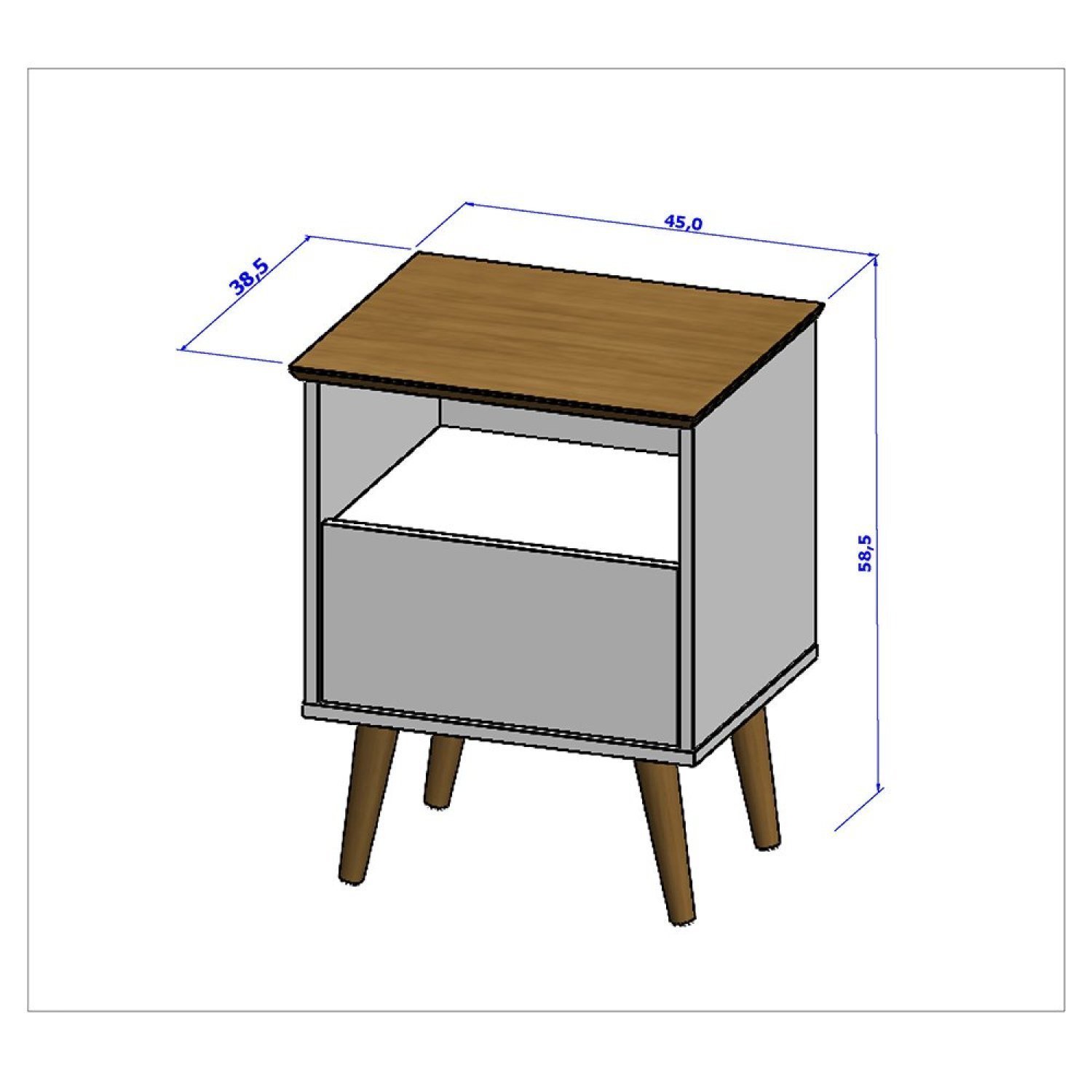 Mesa de Cabeceira 1 Gaveta Pés de Madeira Maciça Cancun  - 3