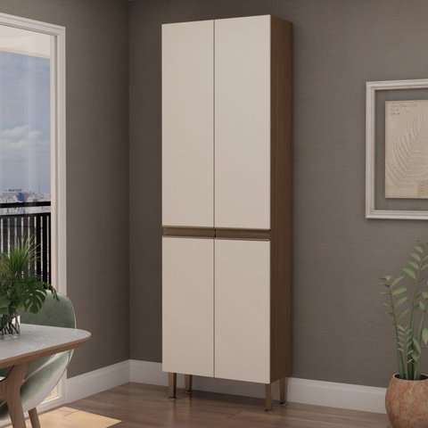 Paneleiro de Cozinha com 4 Portas Bege/Ébano/Off White