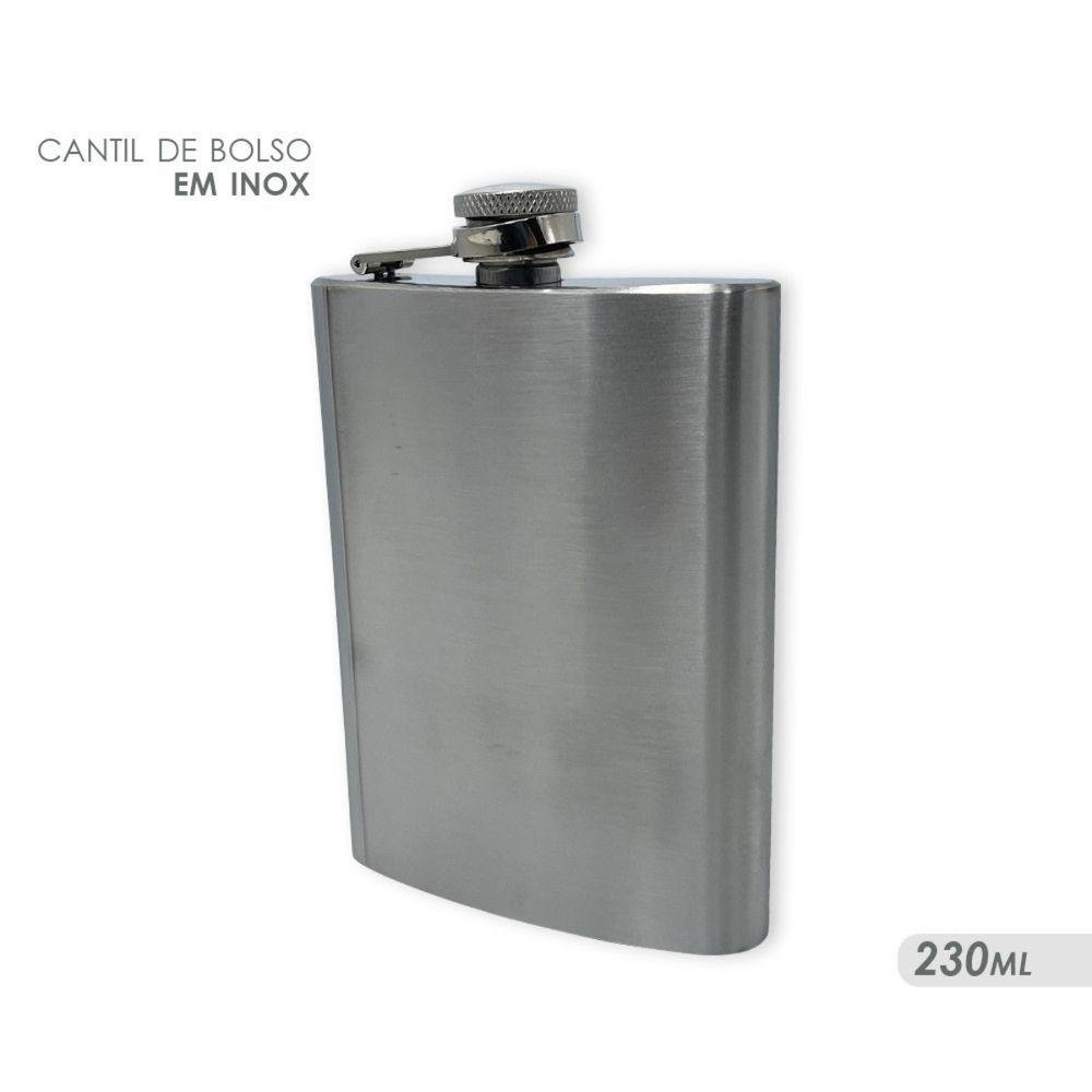 Cantil de Whisky de Inox de Bolso Americano para Bebida Rodeio Festa Prata Fechamento de Rosca - 4