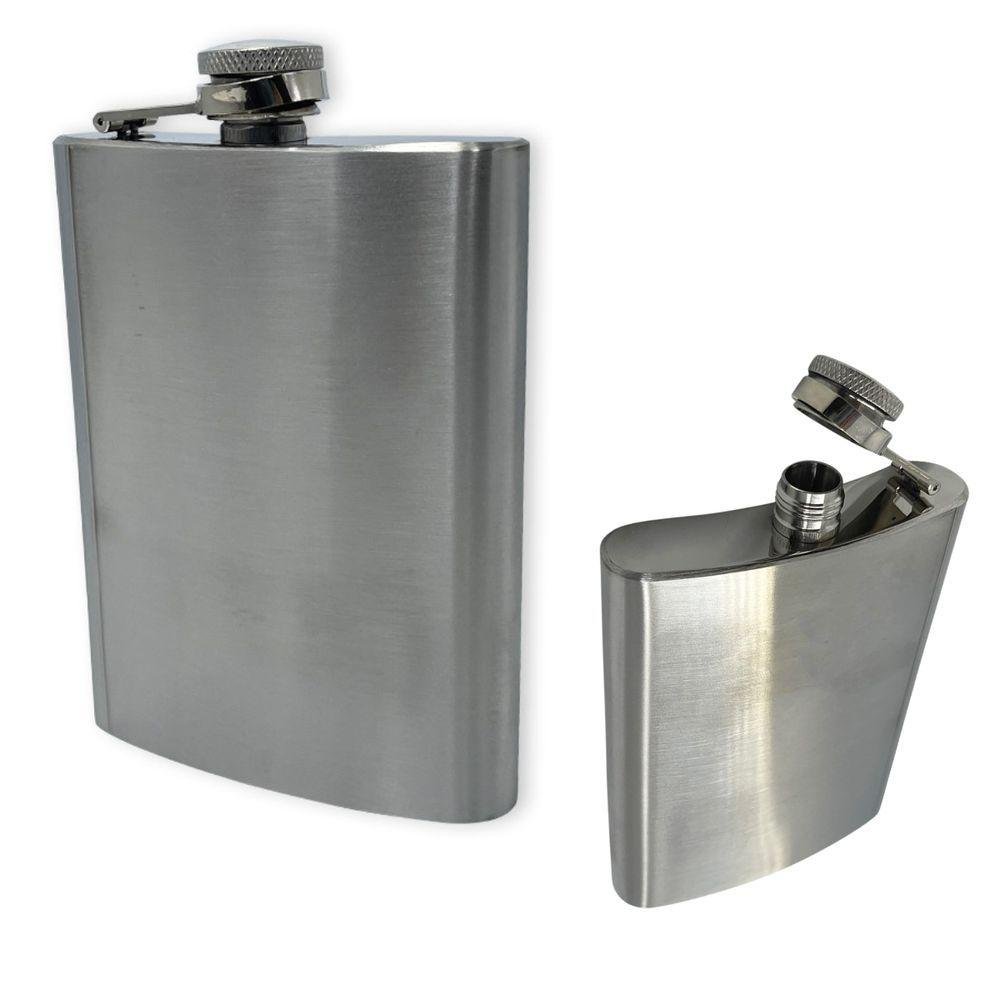 Cantil de Whisky de Inox de Bolso Americano para Bebida Rodeio Festa Prata Fechamento de Rosca - 1