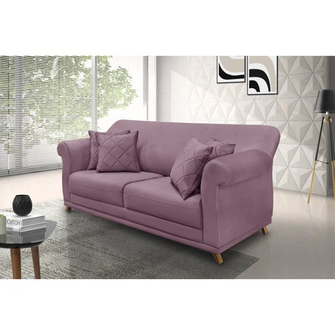 Sofá 2 Lugares 180cm Veludo Arras Roxo Lilás