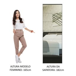 Sapateira Armário Multiúso Isis 1 Porta Com Espelhos Preto - 7