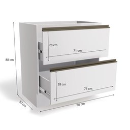 Balcão de Cozinha 80 Cm Maxxi 2 Gavetas G755 Branco - 2