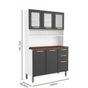 Ver imagem 2 de Cozinha Compacta Aço 6 Portas 2 com Vidro 2 Gavetas Grafite Bella Bertolini