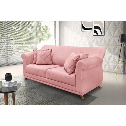 Sofá 2 Lugares 180cm Veludo Arras Rosa