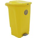 Ver imagem 1 de Lixeira Tramontina Pedal 100l Coleta Seletiva Metal Amarela Plástica T-force Reciclagem