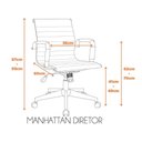 Ver imagem 5 de Cadeira Escritório Manhattan Diretor Courino Base Cromada Giratória Fendi