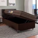 Ver mais imagens de Cama Box Baú Solteiro Colchão Espuma Orthoface Polar 88x188x25cm Marrom - Suporta Até 120kg