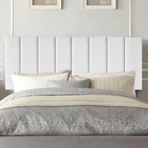 Painel Estofada Carla 160cm Queen Size para Cama Box Quarto Suede Branco